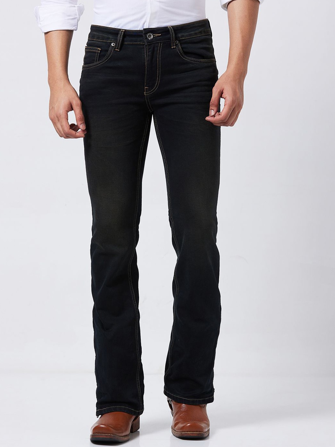

mode de base Men Bootcut Mid-Rise Jeans, Olive