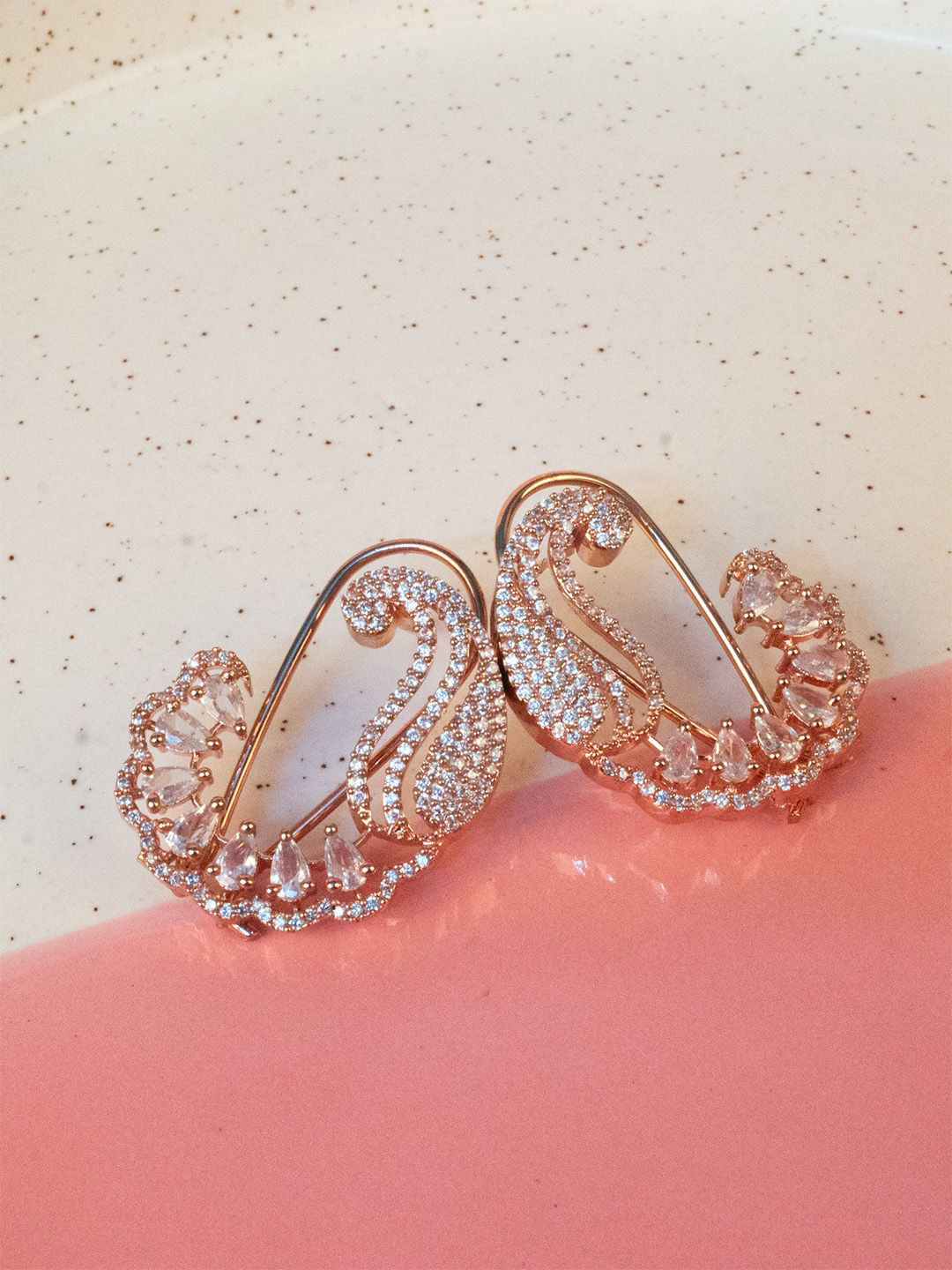 

SHARLEEZ Circular Half Hoop Earrings, Rose gold
