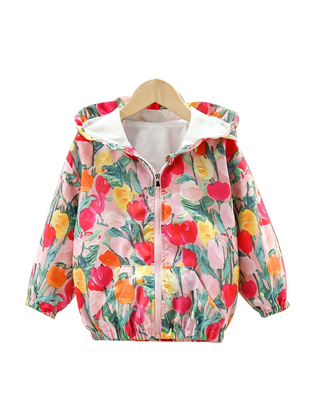 

StyleCast x Revolte Girls Hooded Floral Printed Casual Tailored Jacket, Pink