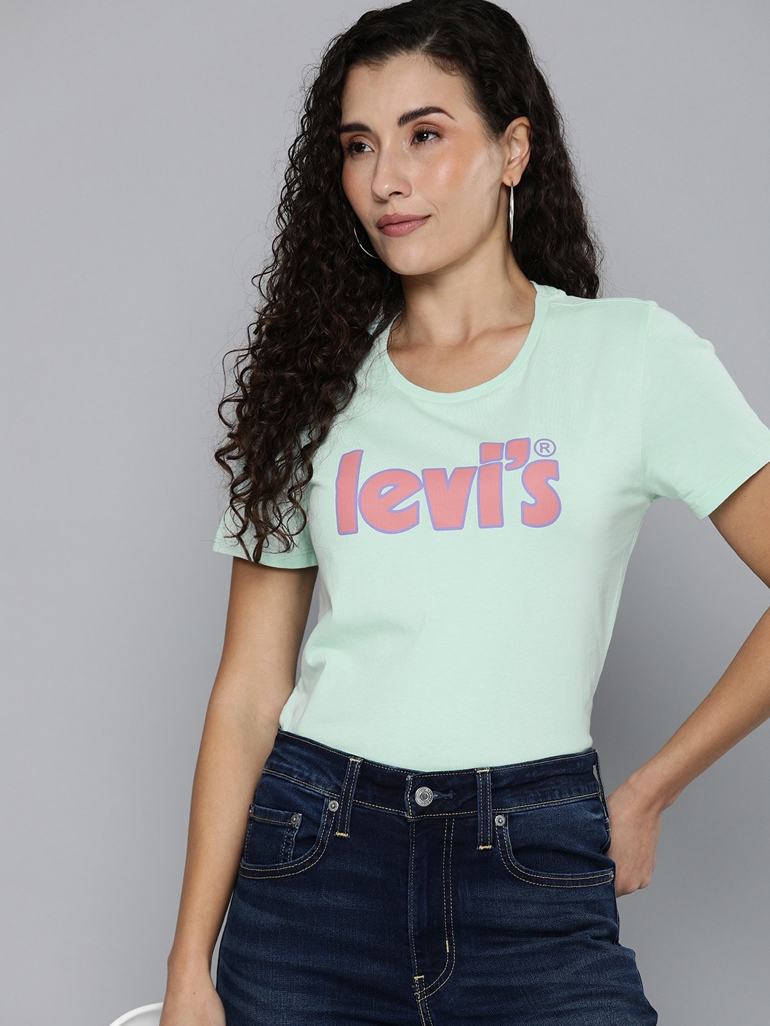 

Levis Brand Logo Printed Pure Cotton T-shirt, Sea green