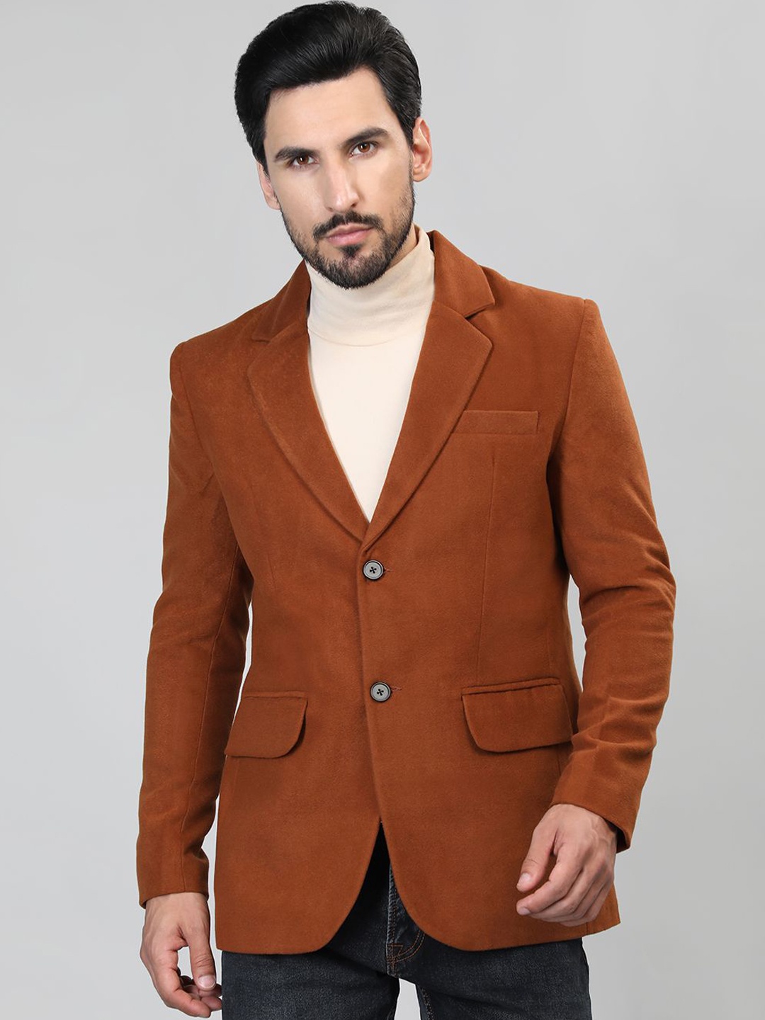 

HONNETE Men Single-Breasted Long Sleeves Trench Coat, Tan