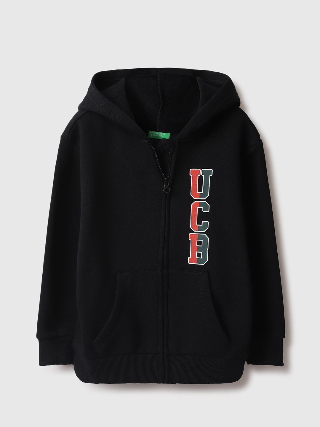 

United Colors of Benetton Boys Hooded Cotton Sweatshirt, Black