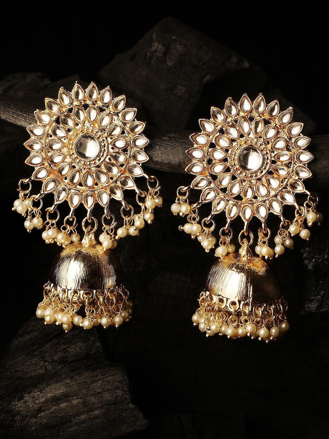 

Stefan Gold-Plated Contemporary Jhumkas Earrings, White