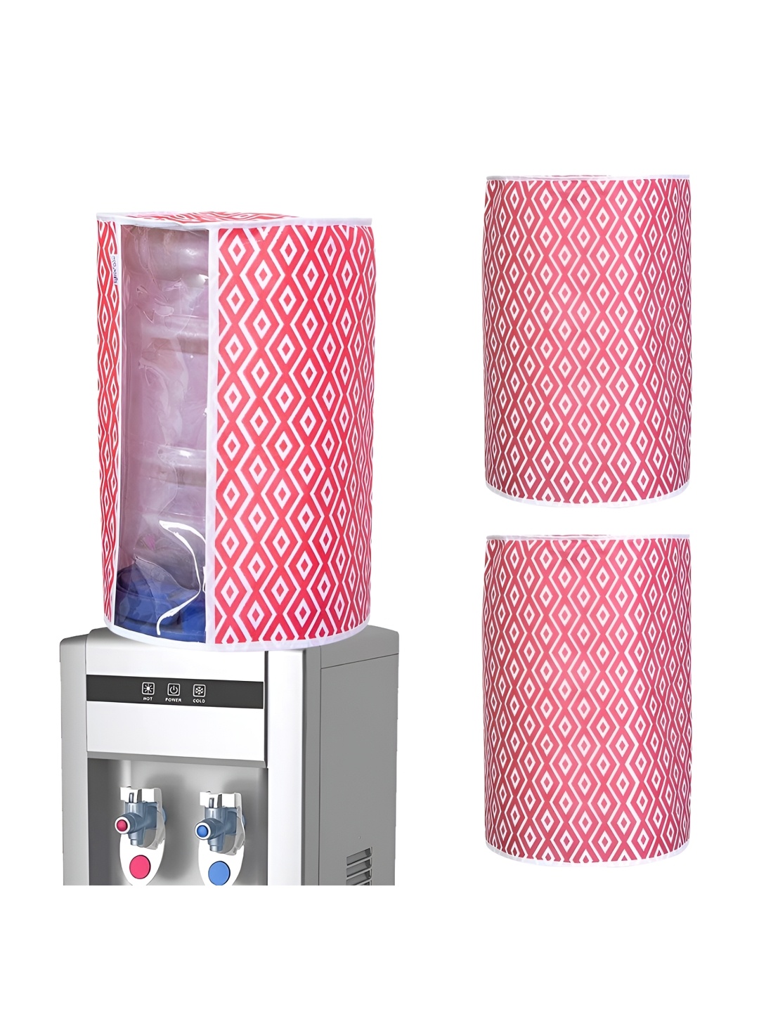 

prettykrafts Red & White 3 Pieces Printed Water Dispenser Covers