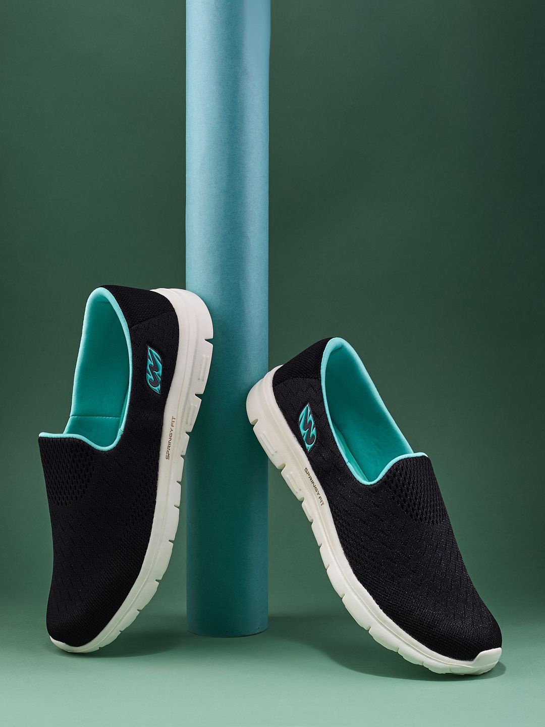

Campus Women Woven Design Slip-On Sneakers, Black
