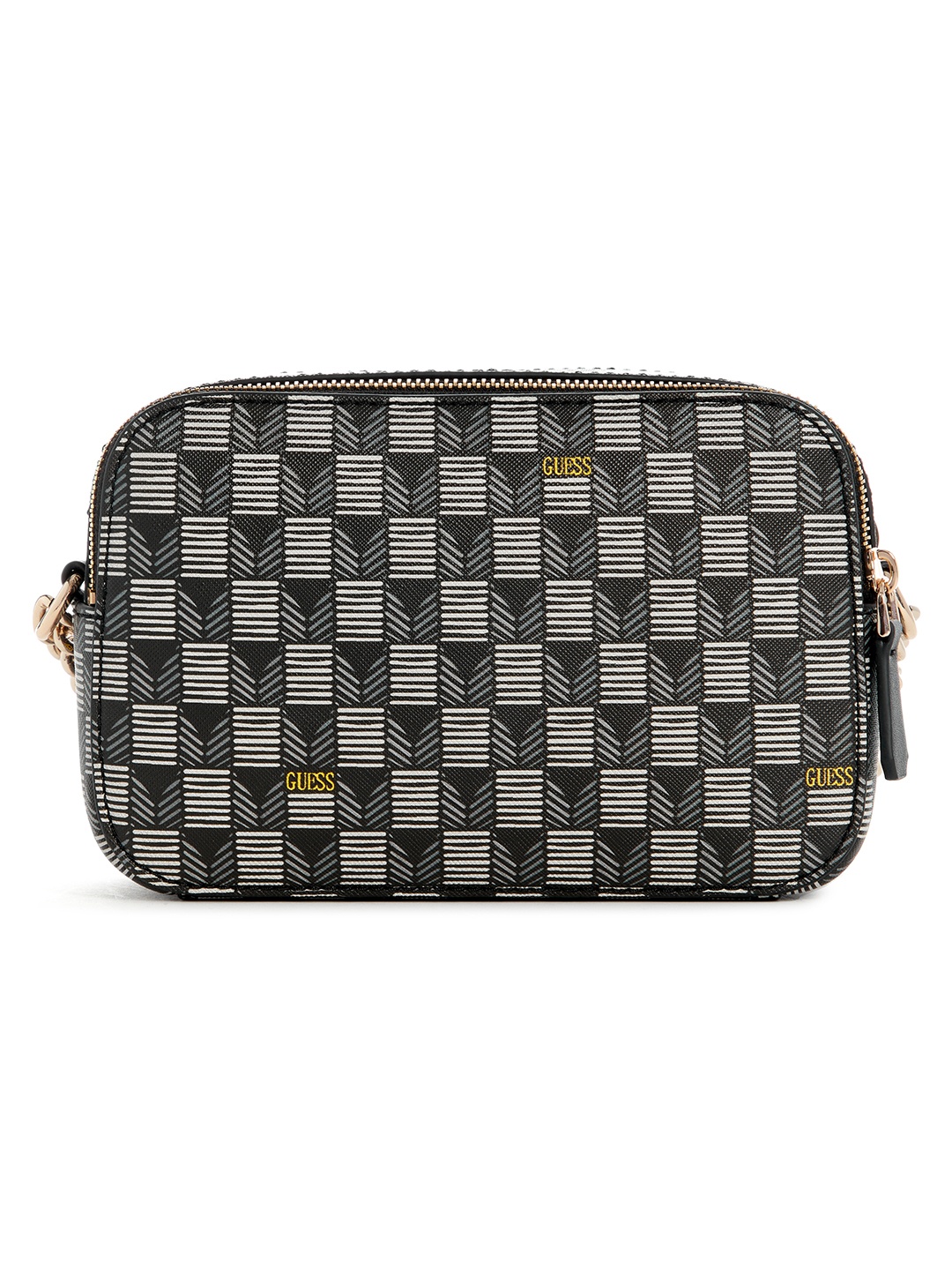 

GUESS Women Geometric Printed Crossbody Sling Bag, Black