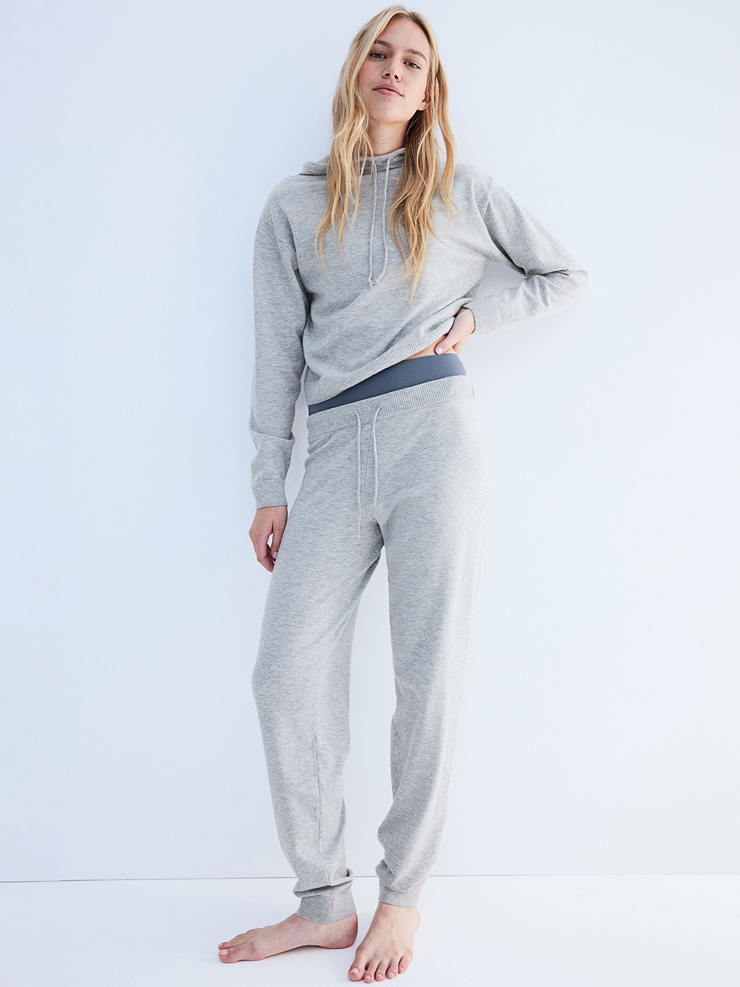 

H&M Women Fine-Knit Joggers, Grey