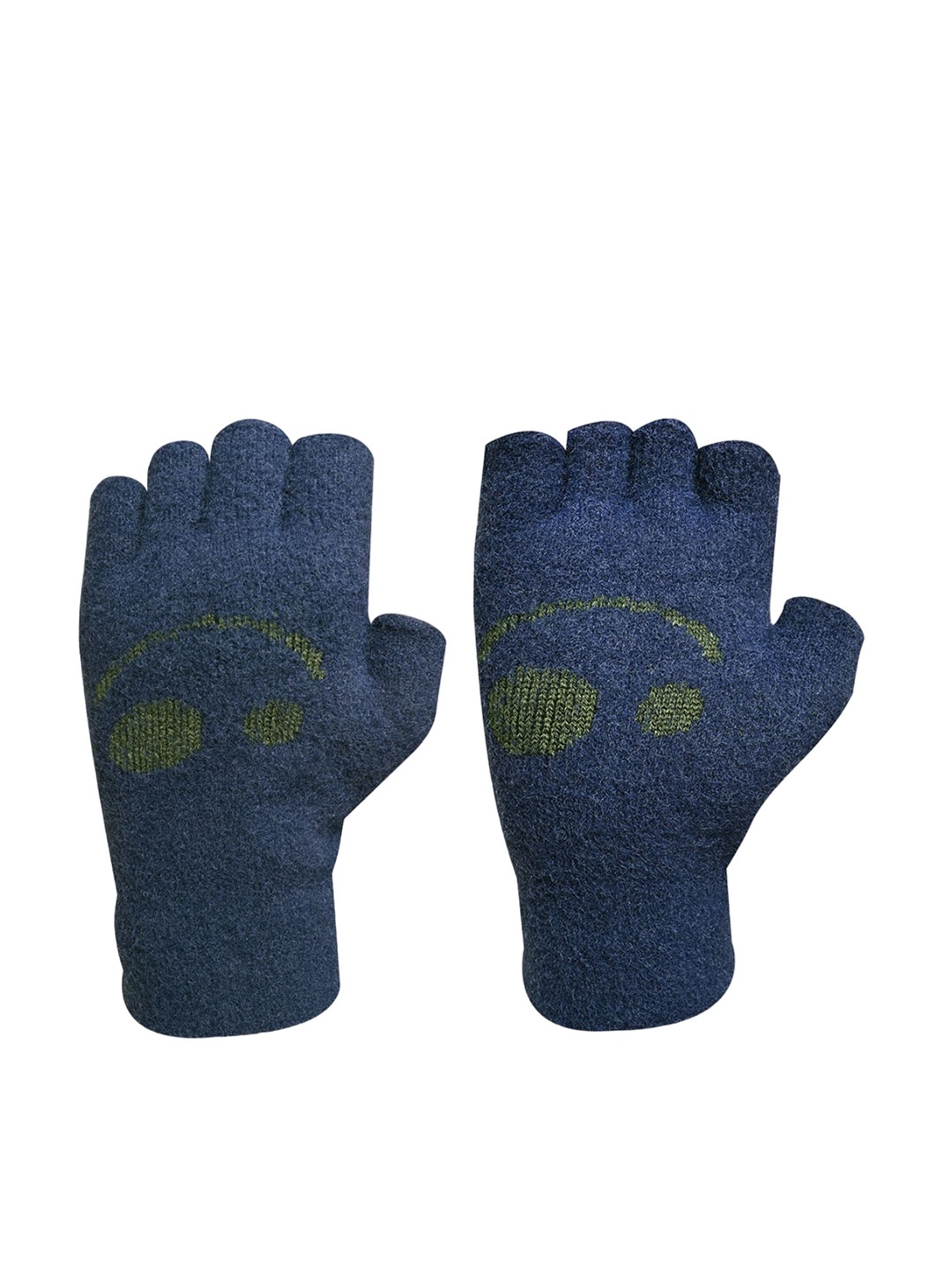 

LOOM LEGACY Women Acrylic Fingerless Gloves, Navy blue