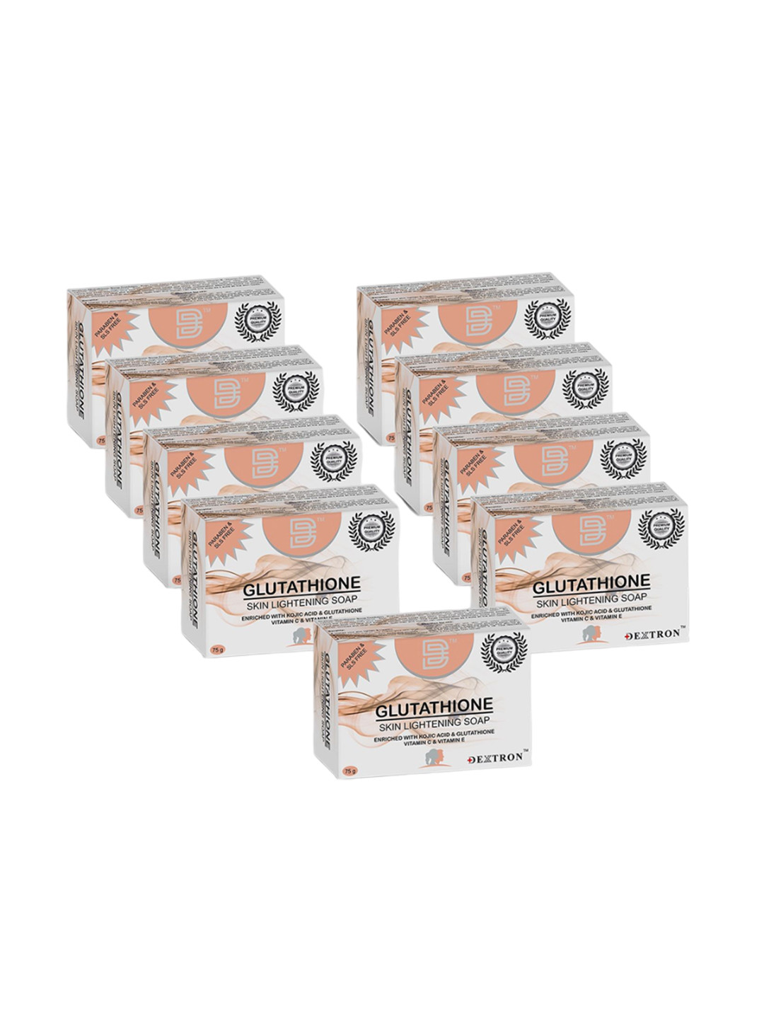 

Dextron Set Of 9 Skin Lightening Glutathione Soaps - 75 g Each, White