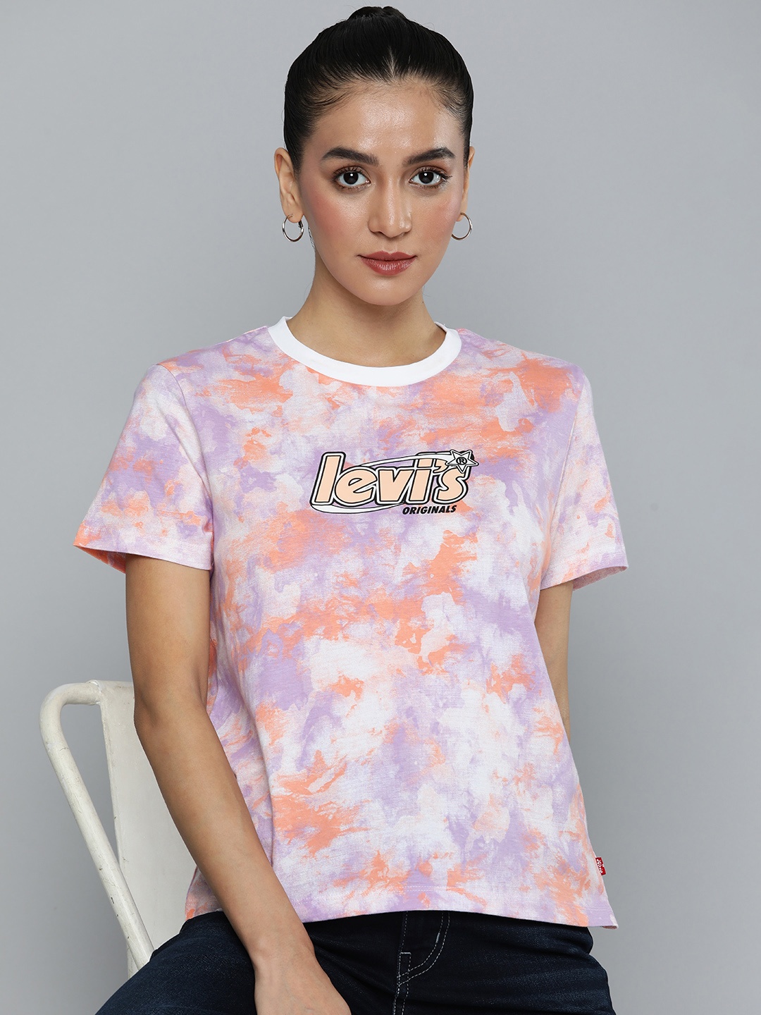 

Levis Pure Cotton Tie and Dye Casual T-shirt, White