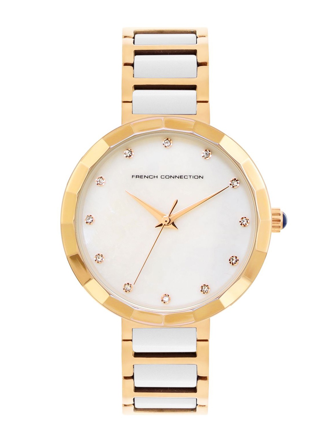 

French Connection Women Embellished Dial & Stainless Steel Bracelet Style Straps Analogue Watch FCH4TM, White