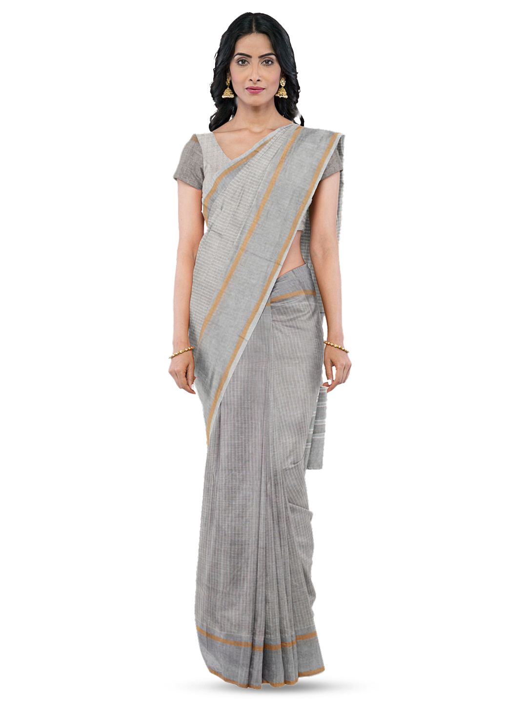 

Avishya Checked Pure Cotton Saree, Grey