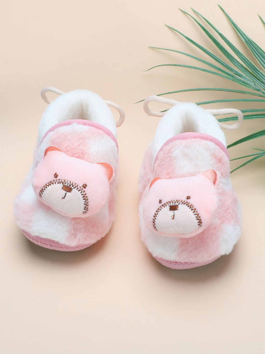

Baby Moo Girls Self Design Cotton Booties, Pink