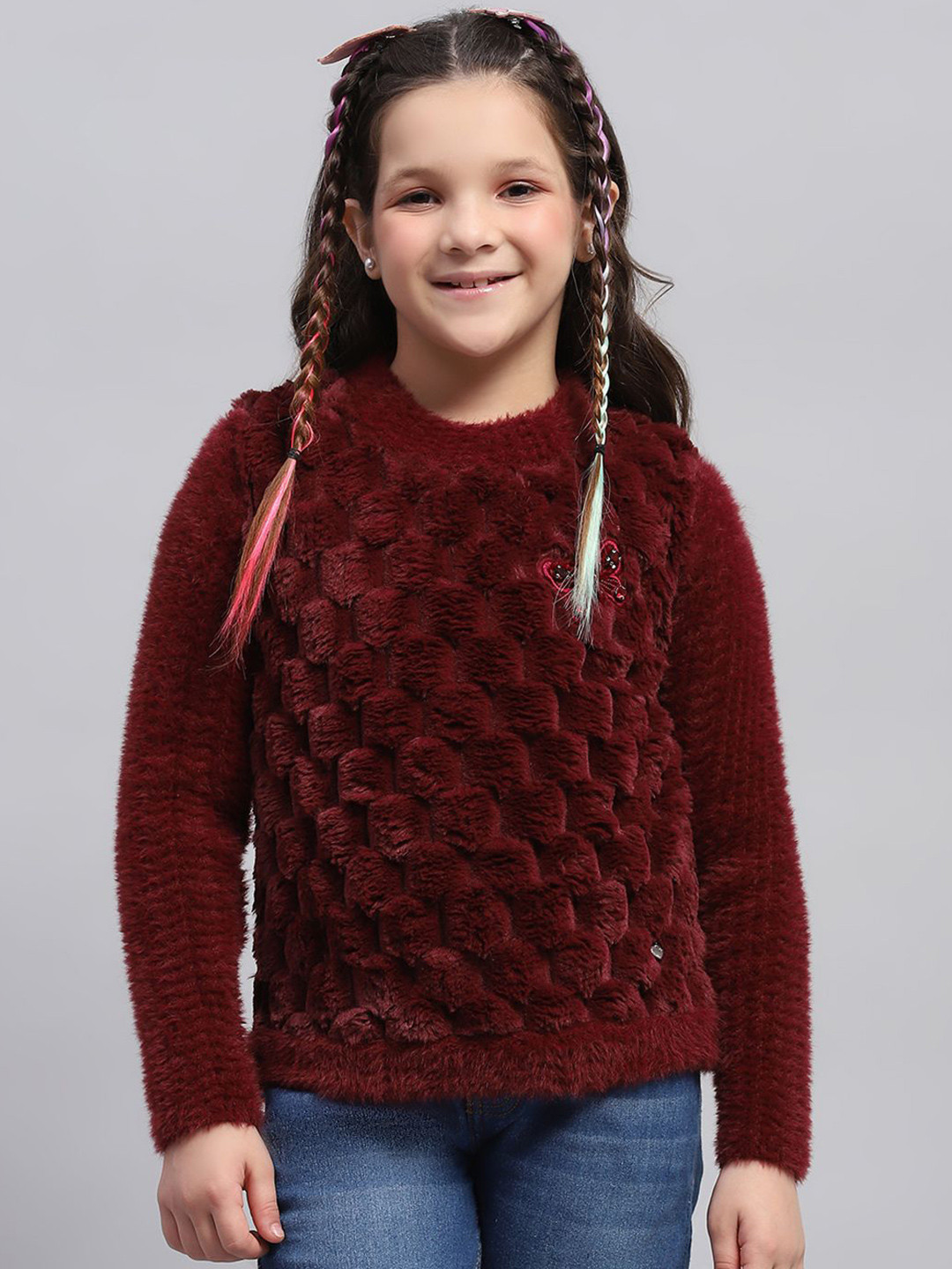 

Monte Carlo Girls Self Design Sweatshirt, Maroon