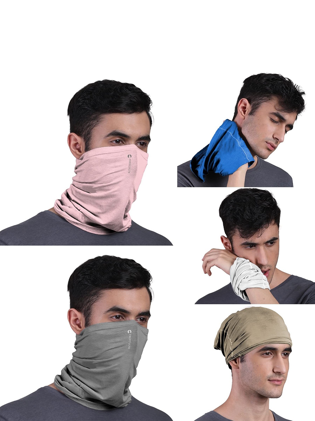 

FREECULTR Unisex Pack of 5 Bandana Headband, Beige