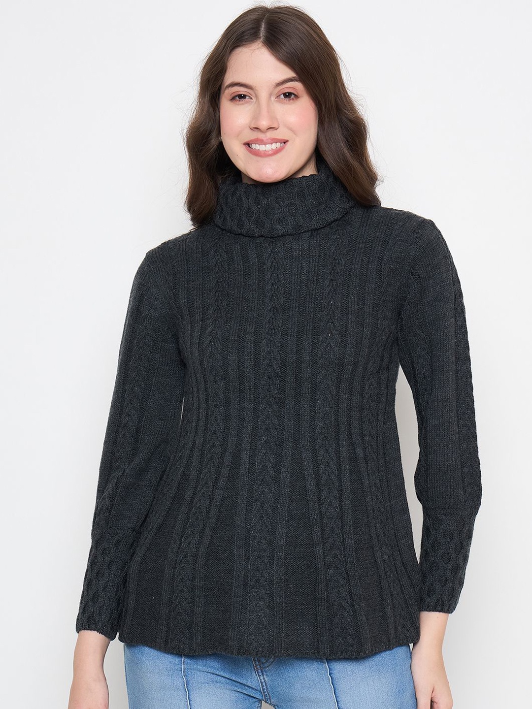 

Knitstudio Women Cable Knit Woollen Sweaters, Grey