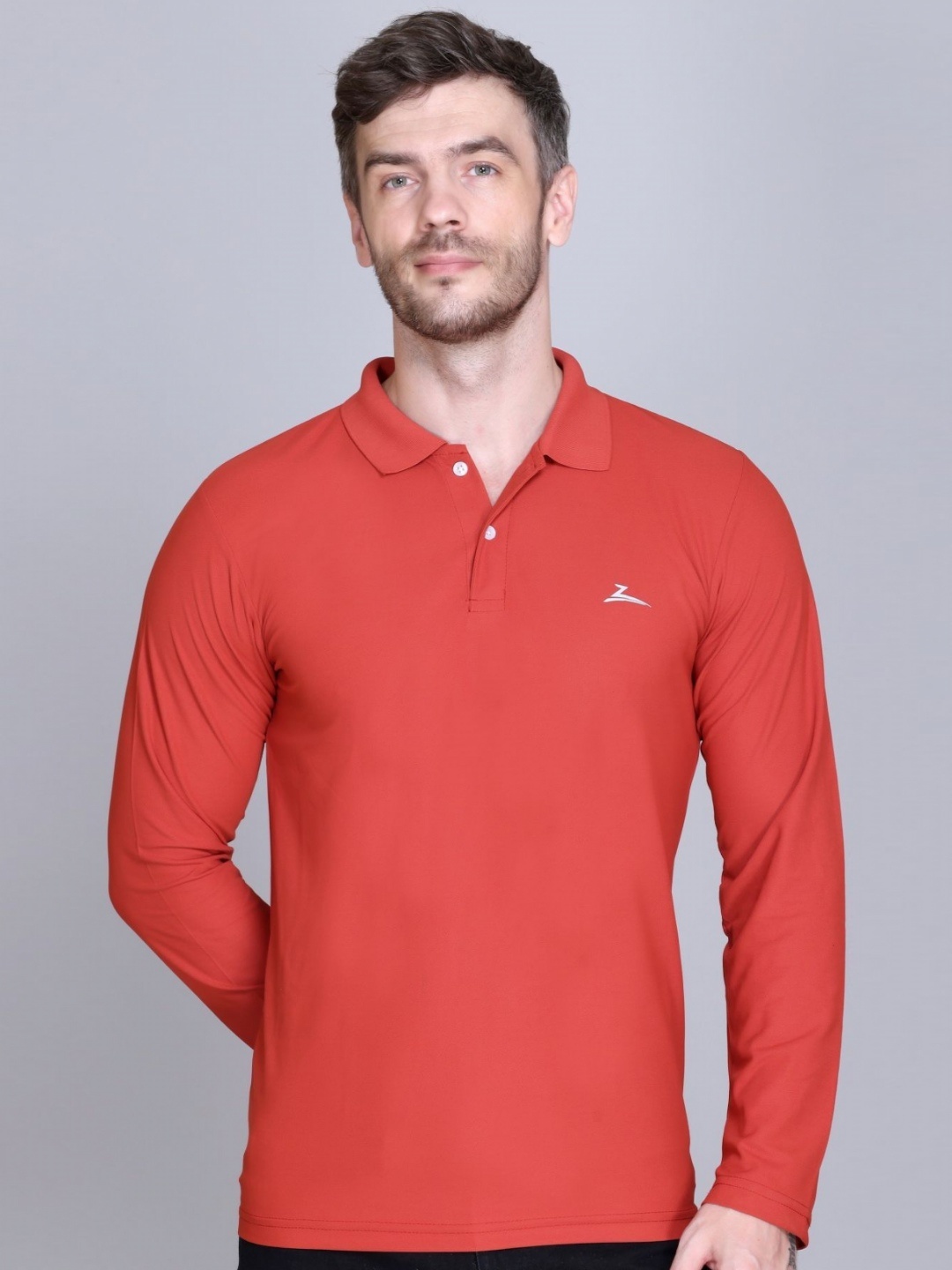 

ZEFFIT Men Solid Polo Collar T-shirt, Coral