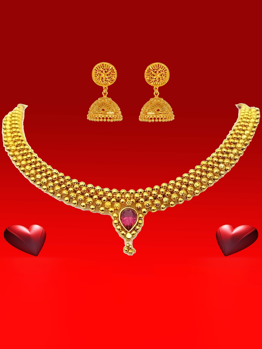 

Heer Collection Gold-Plated Antique Jewellery Set