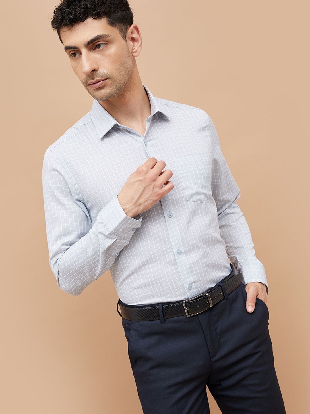 

CODE by Lifestyle Men Cutaway Collar Vertical Striped Cotton Slim Fit Formal Shirt, Blue