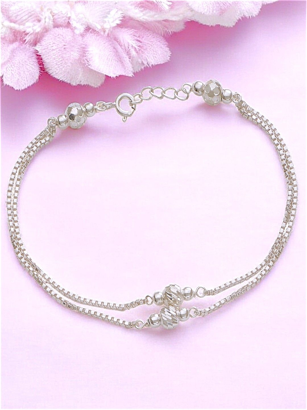 

Taraash 925 Sterling Silver Beaded Link Bracelet