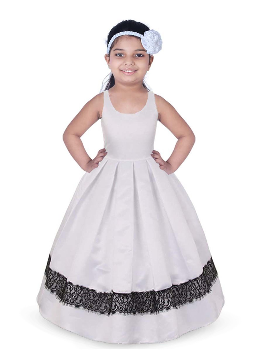 

Wish little Girls Satin Fit and Flare Maxi Dress, White