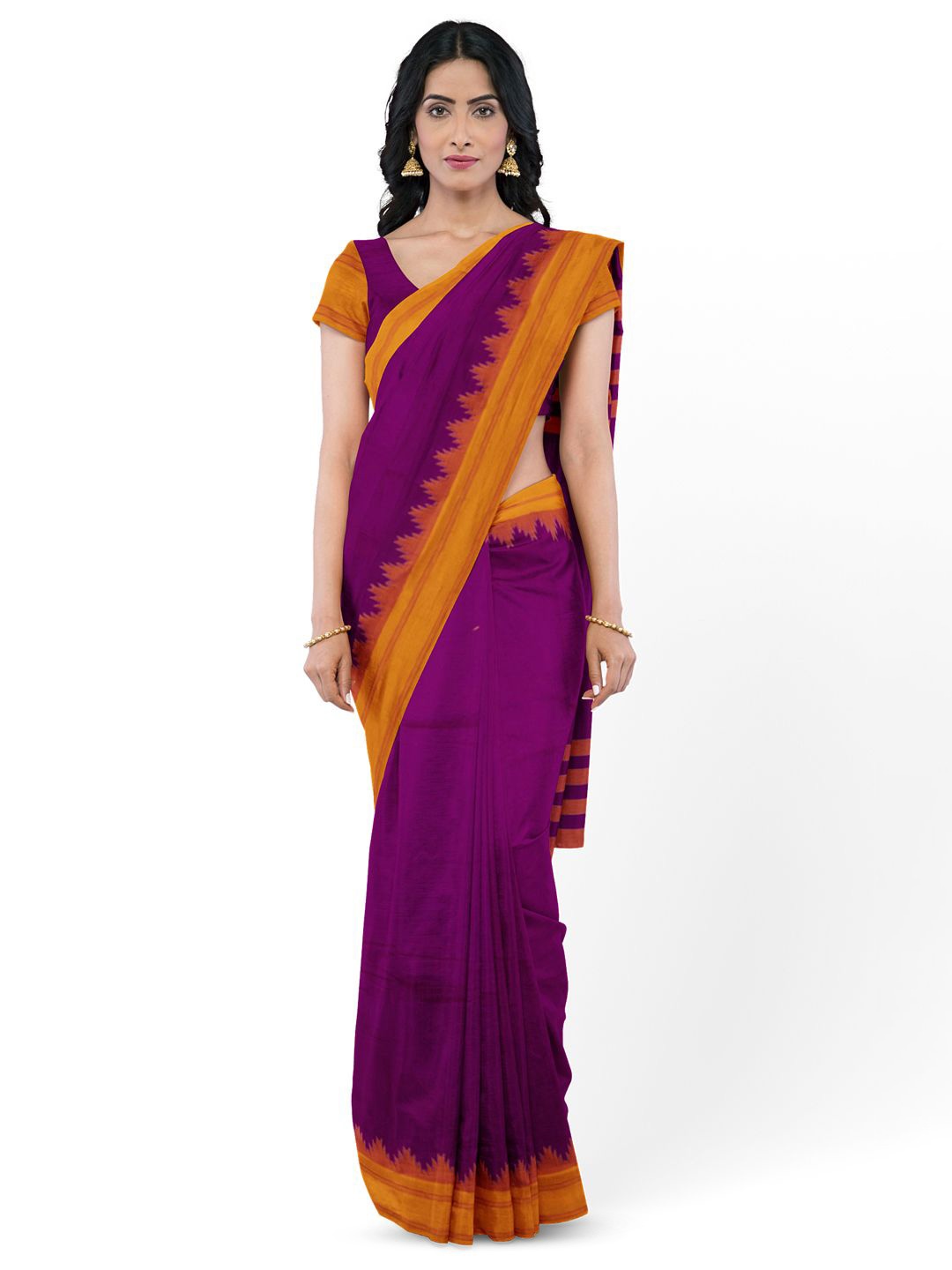 

Avishya Pure Cotton Kanjeevaram Saree, Purple