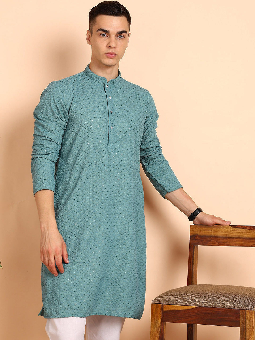 

Anouk Men Kurta, Sea green