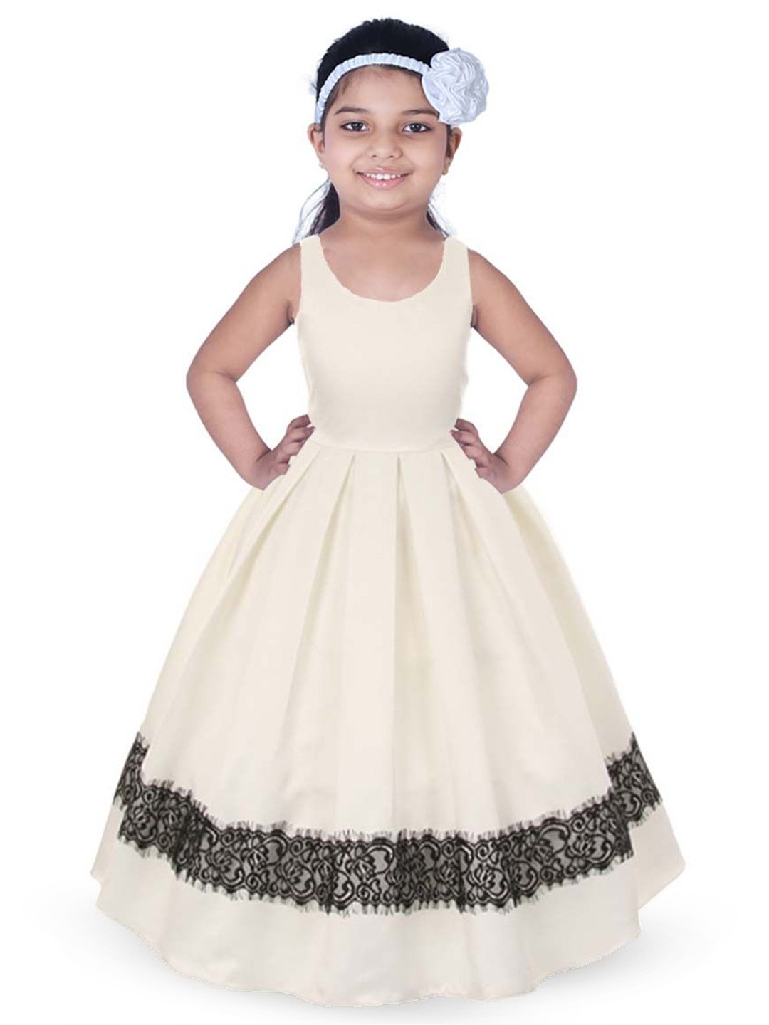 

Wish little Satin A-Line Maxi Dress, Off white
