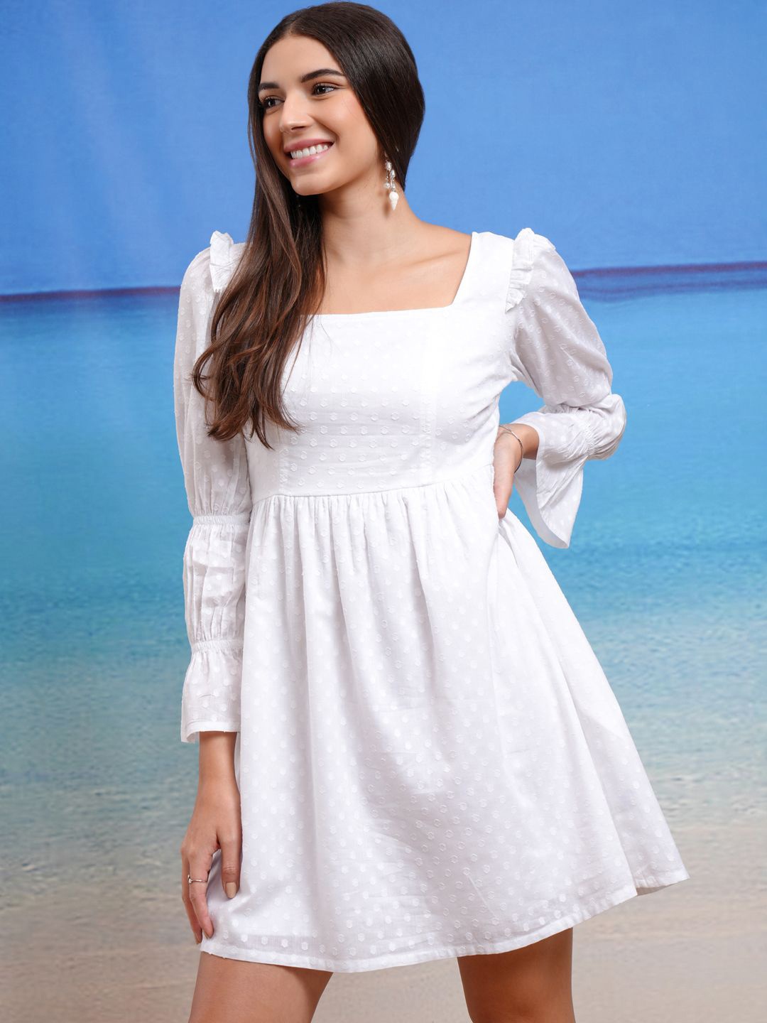 

Tokyo Talkies Women Fit & Flare Mini Dress, White