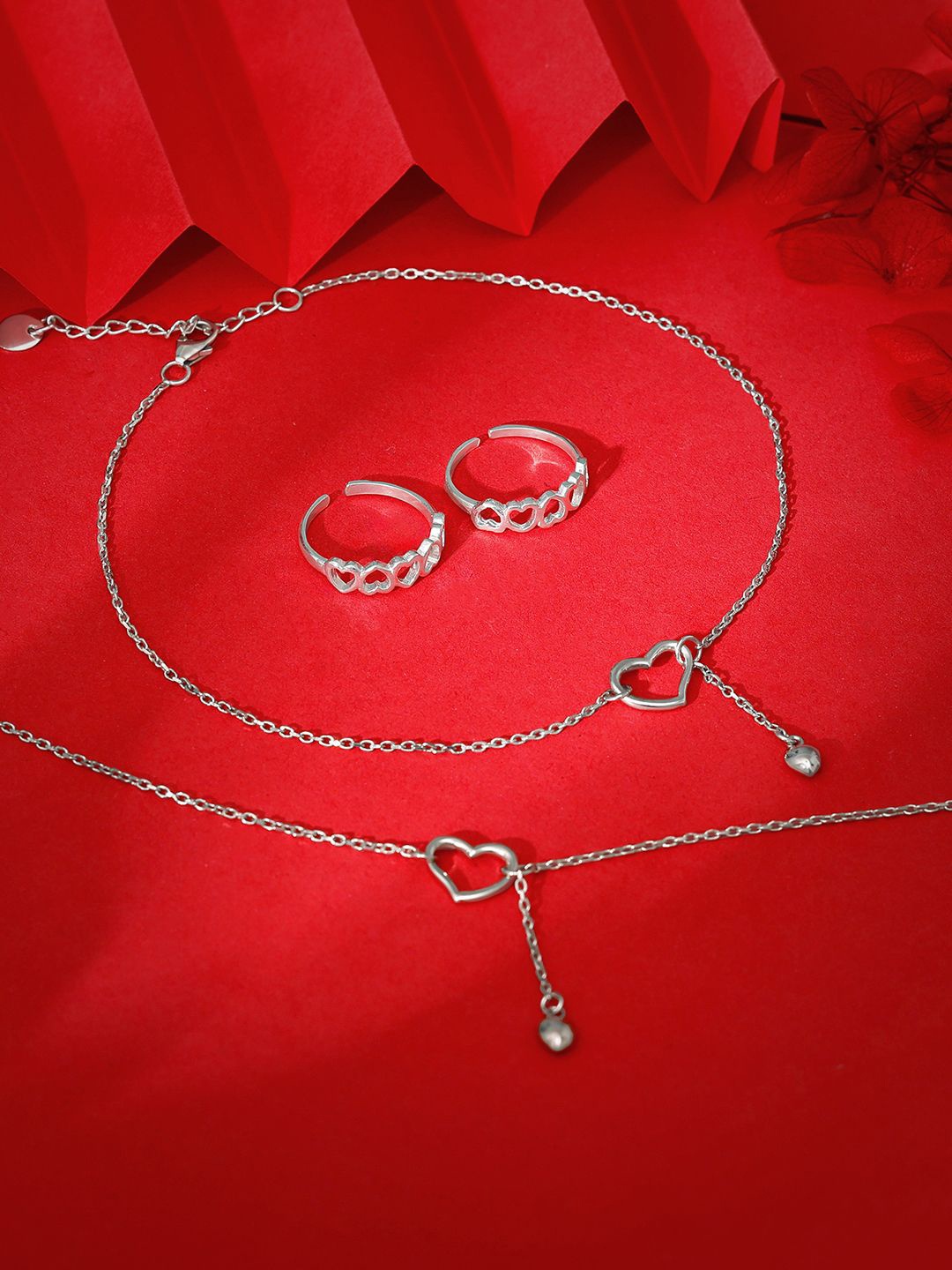 

GIVA 925 Sterling Silver Oxidised Anklets With Toe Rings