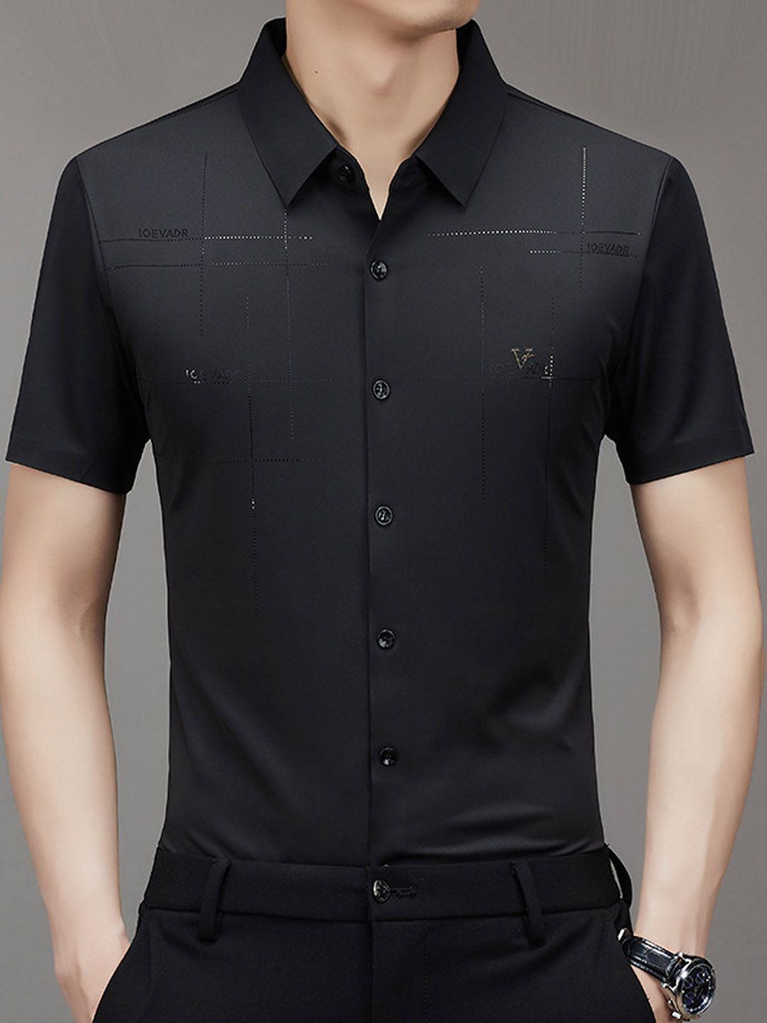

StyleCast Men Cutaway Collar Solid Cotton Formal Shirt, Black