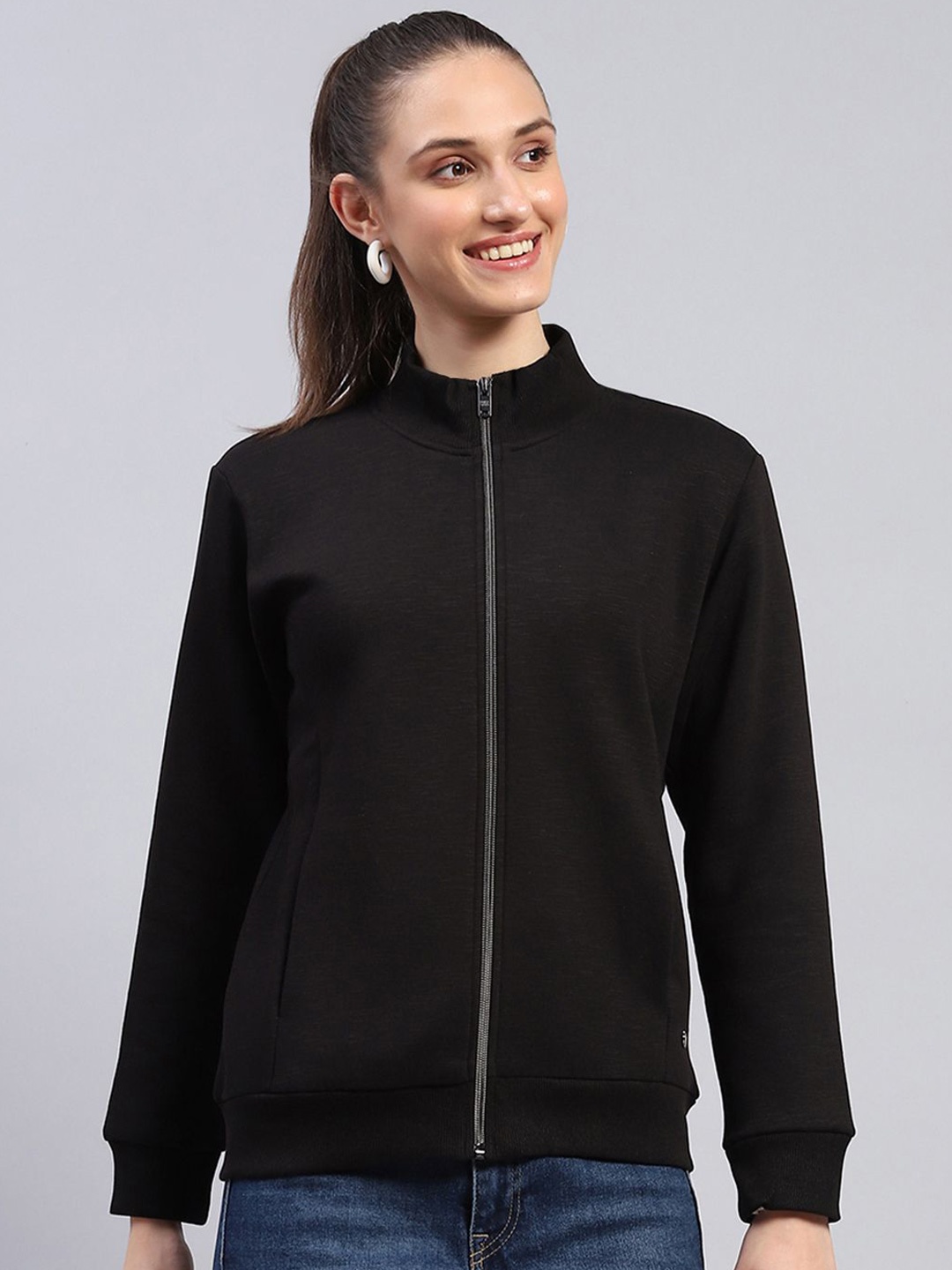 

Monte Carlo Women Mock Collar Long Sleeves Sweatshirt, Black
