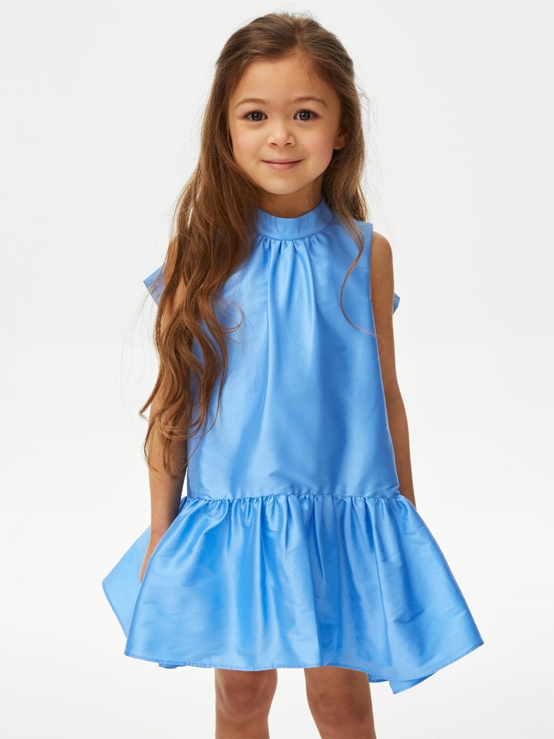

Marks & Spencer Girls Solid Drop-Waist Dress, Blue