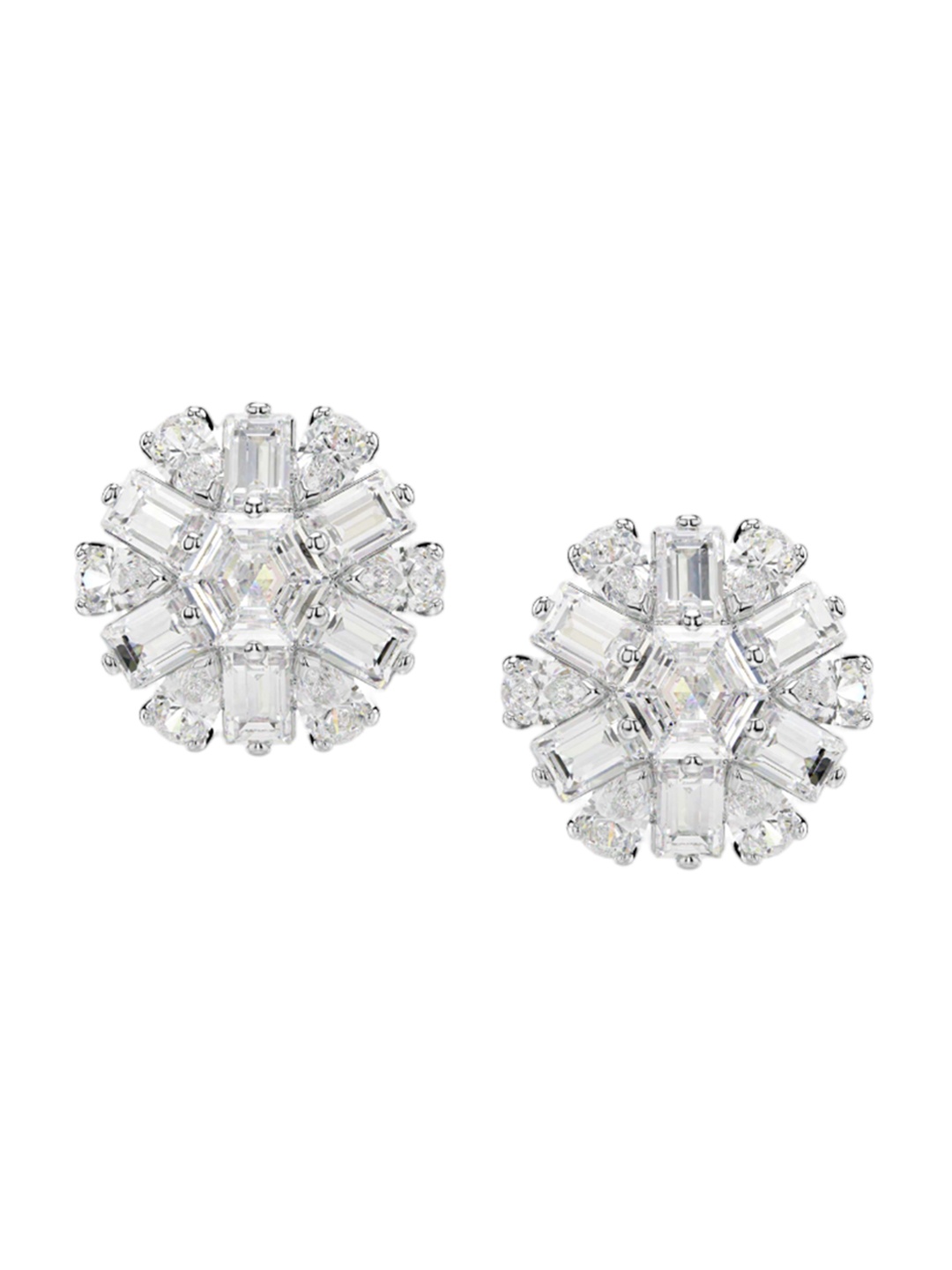 

SWAROVSKI Rhodium-Plated Crystals Stone-Studded Studs Earrings, Silver