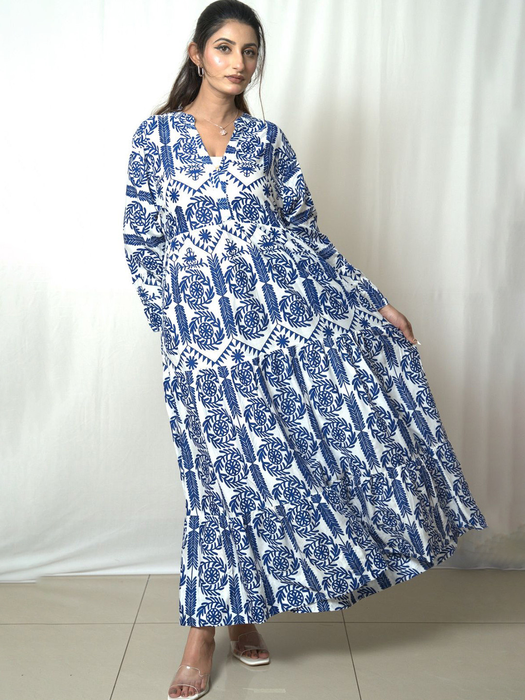 

SIDDHO HUM Women Floral Printed A-Line Dress, Blue