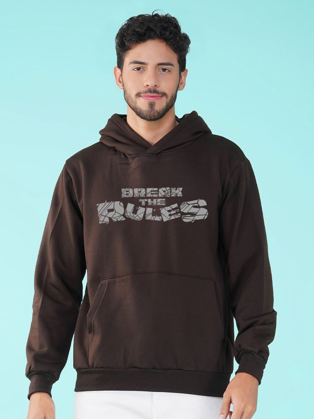 

NUSYL Men Printed Hooded Sweatshirt, Brown