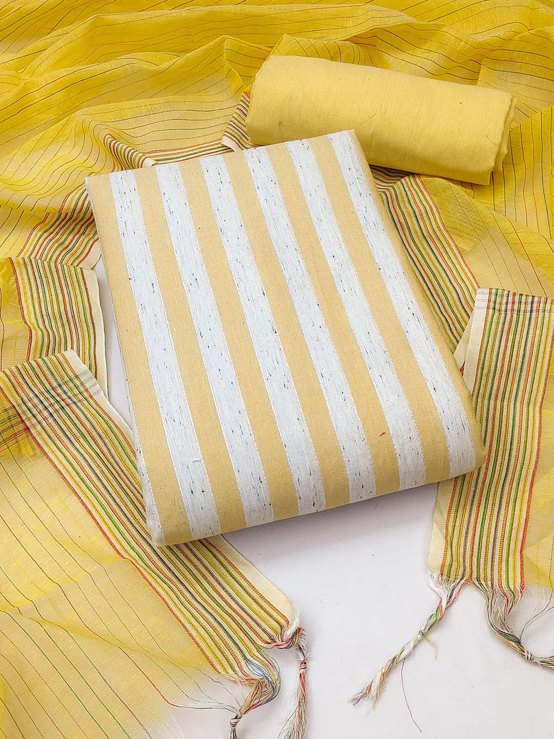 

Maroosh Striped Jacquard Cotton Unstitched Dress Material, Yellow