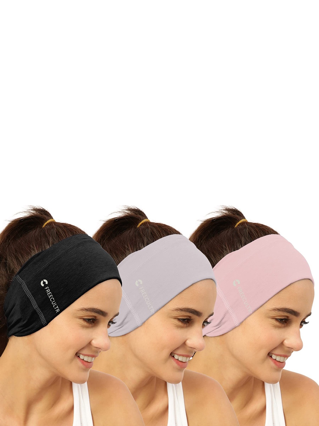 

FREECULTR Unisex Pack Of 3 Printed Anti Microbial Multipurpose Bandana Headband, Pink