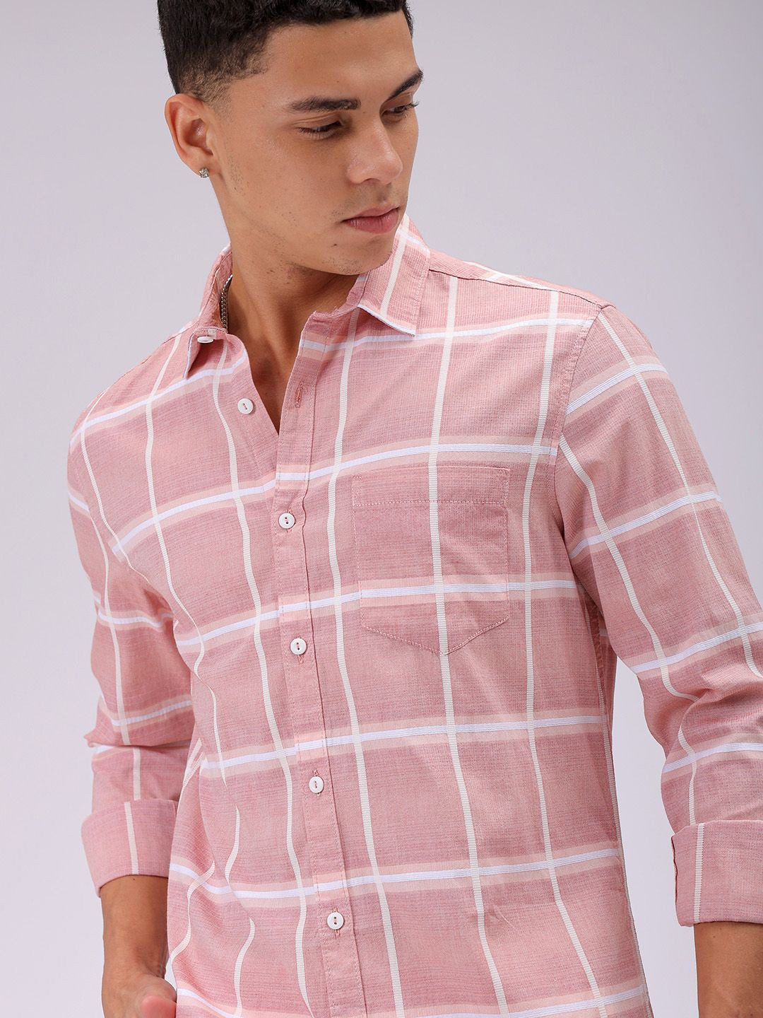 

The Indian Garage Co Men Slim Fit Opaque Casual Shirt, Pink