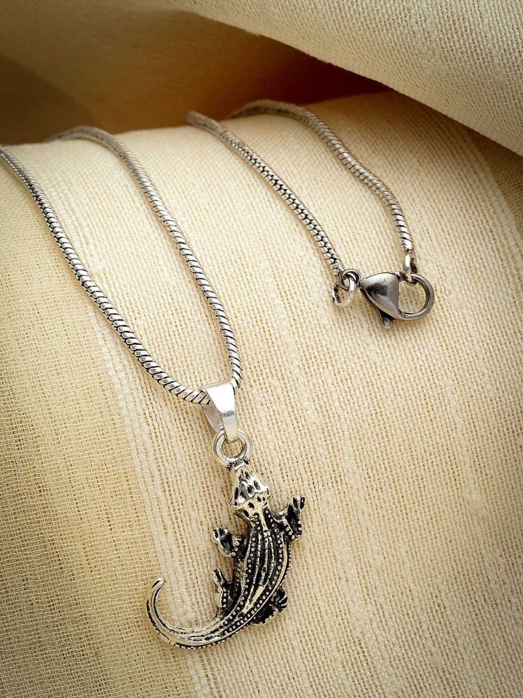 

Sanjog Silver-Plated Alligator Crocodile Pendant Chain