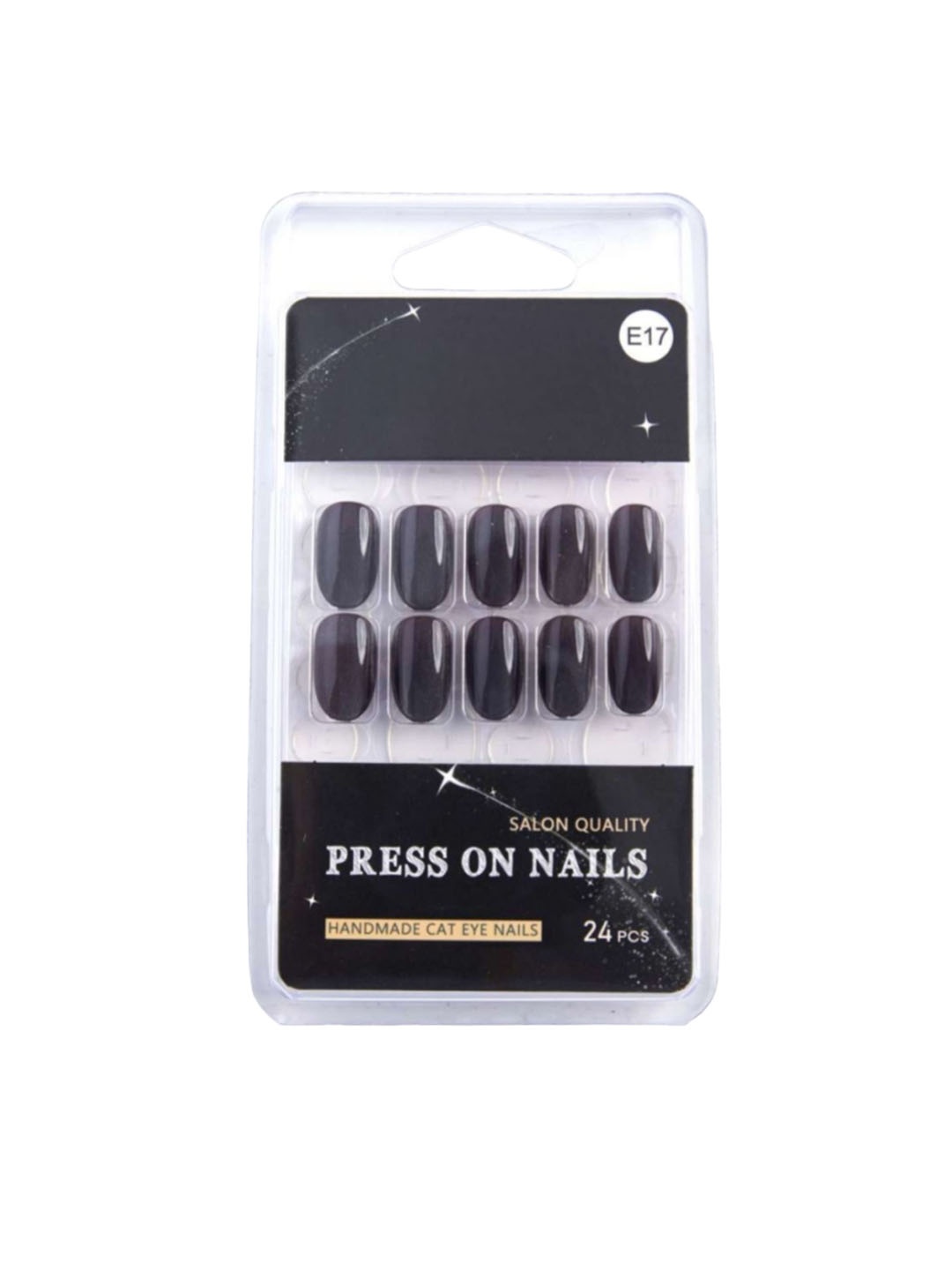 

RANORE 24 Pieces Handmade Cat Eye Press On Nails - E17, Black