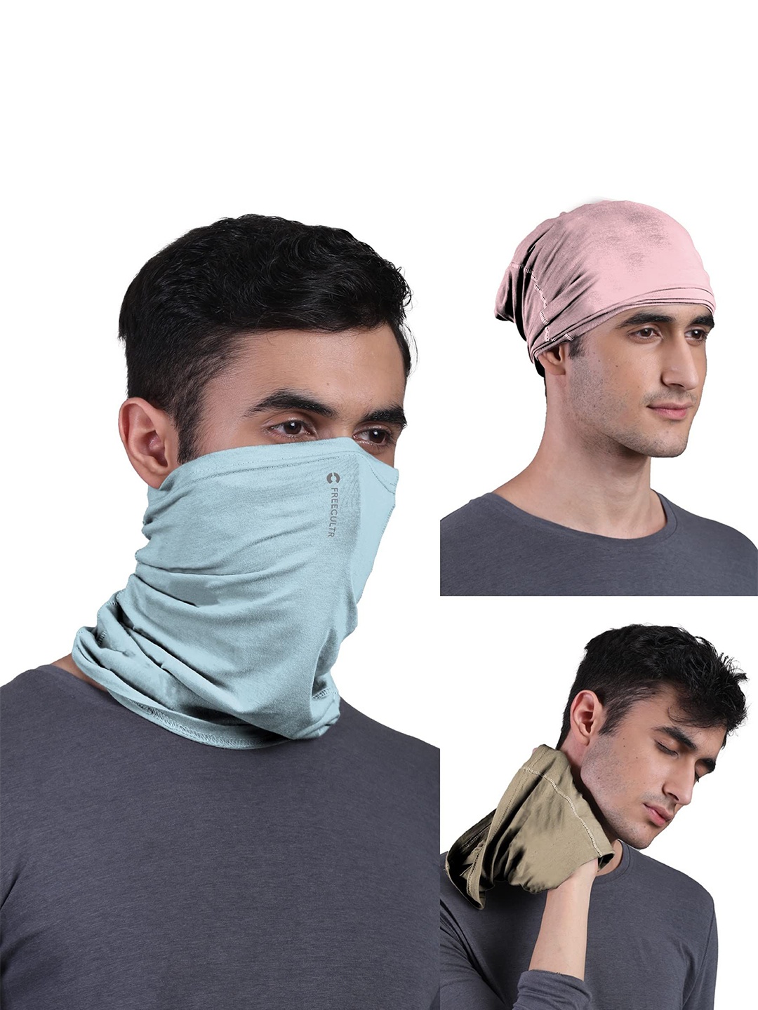 

FREECULTR Unisex Pack of 3 Bandana Headband, Blue
