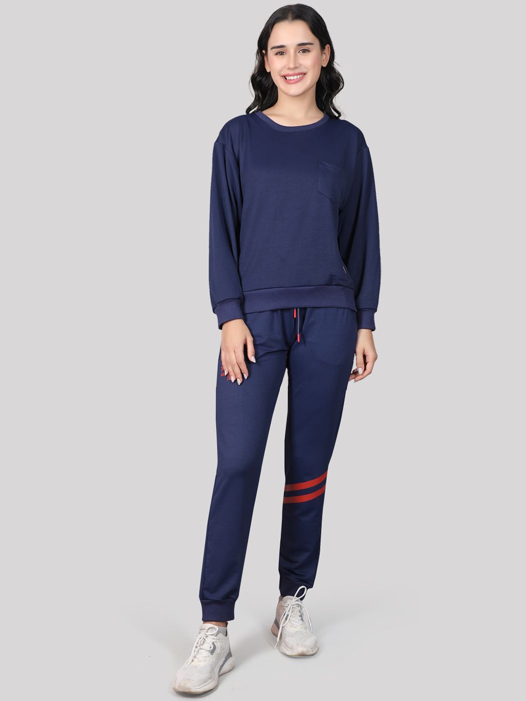 

evolove Women Cotton Night suit, Navy blue