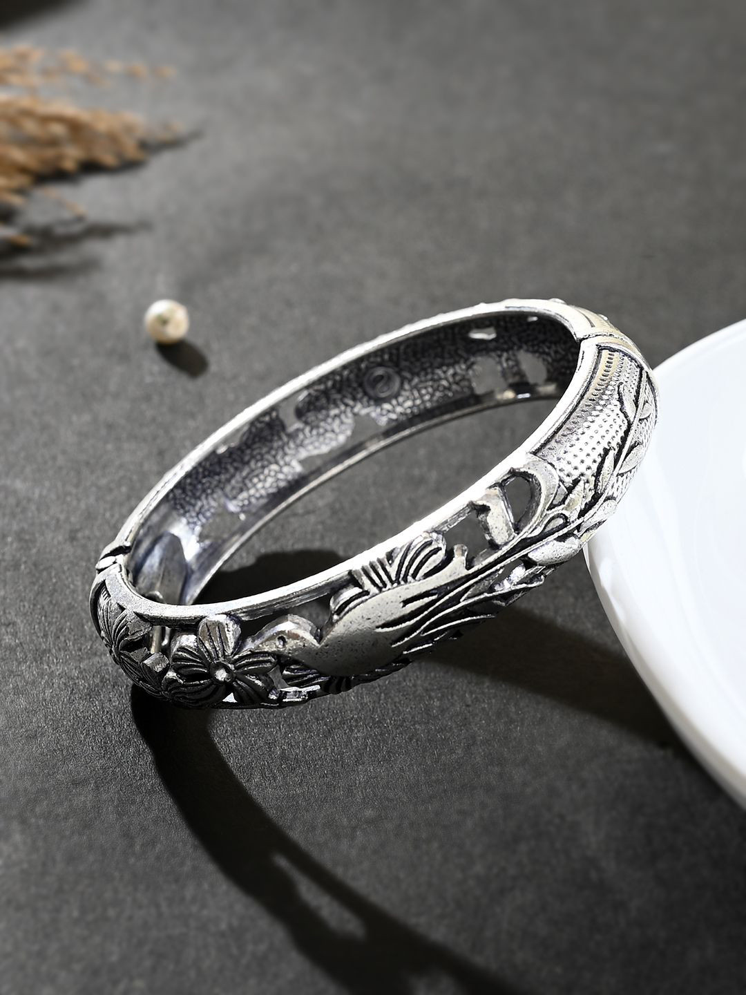 

Silvermerc Designs Silver-Plated Oxidised Bangle