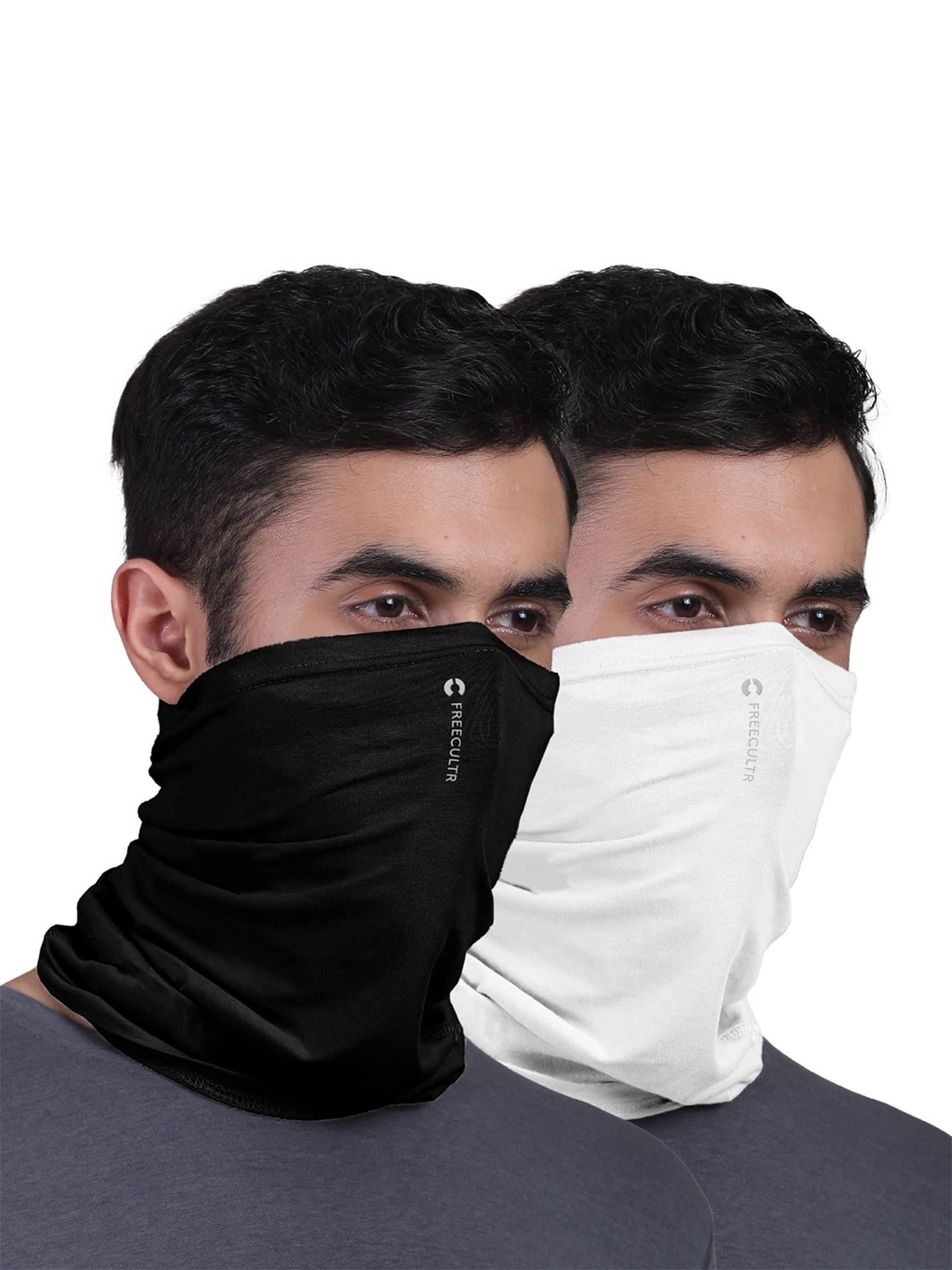 

FREECULTR Unisex Pack Of 2 Printed Anti Microbial Multipurpose Bandana Headband, Black