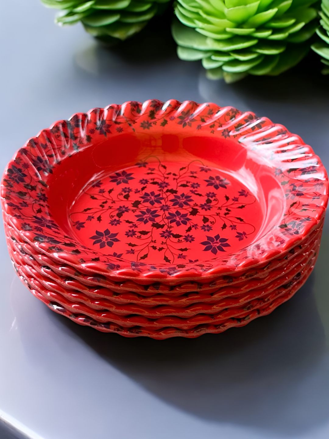 

Gallery99 Red & Black 6 Pieces Floral Printed Melamine Quarter Plates