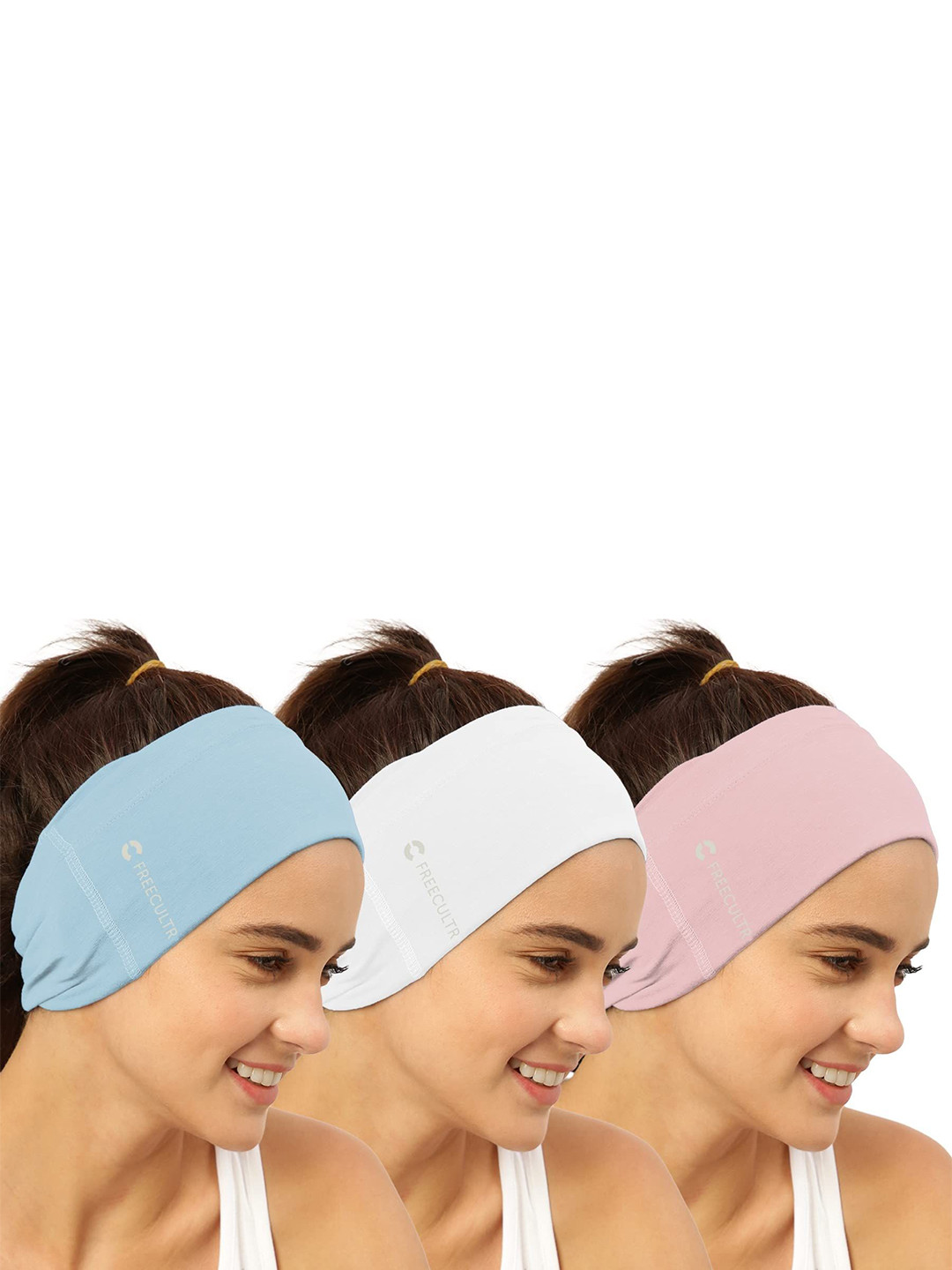 

FREECULTR Unisex Pack Of 3 Printed Anti Microbial Multipurpose Bandana Headband, Blue
