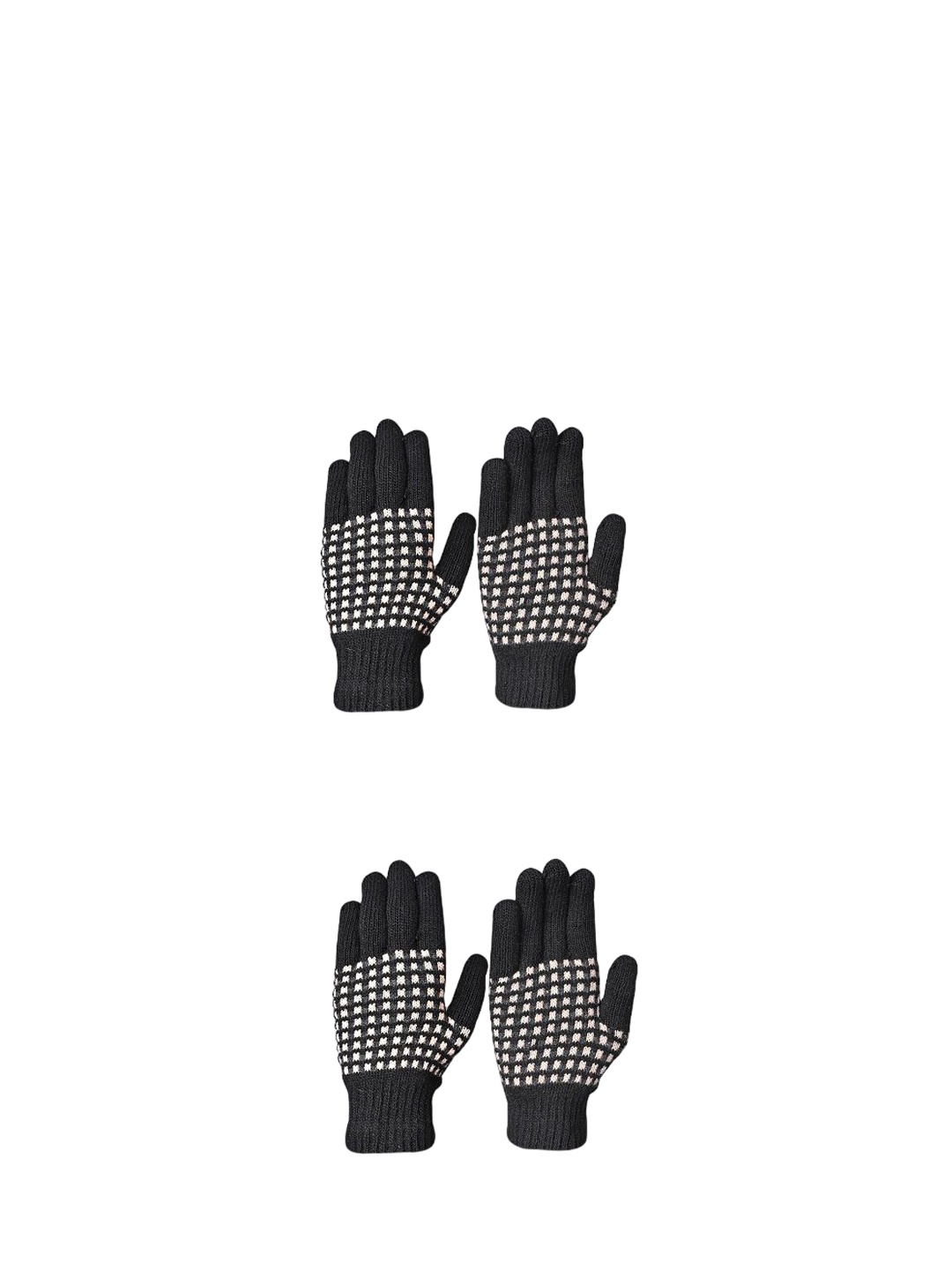 

LOOM LEGACY Men Striped Acrylic Winter Gloves, Black