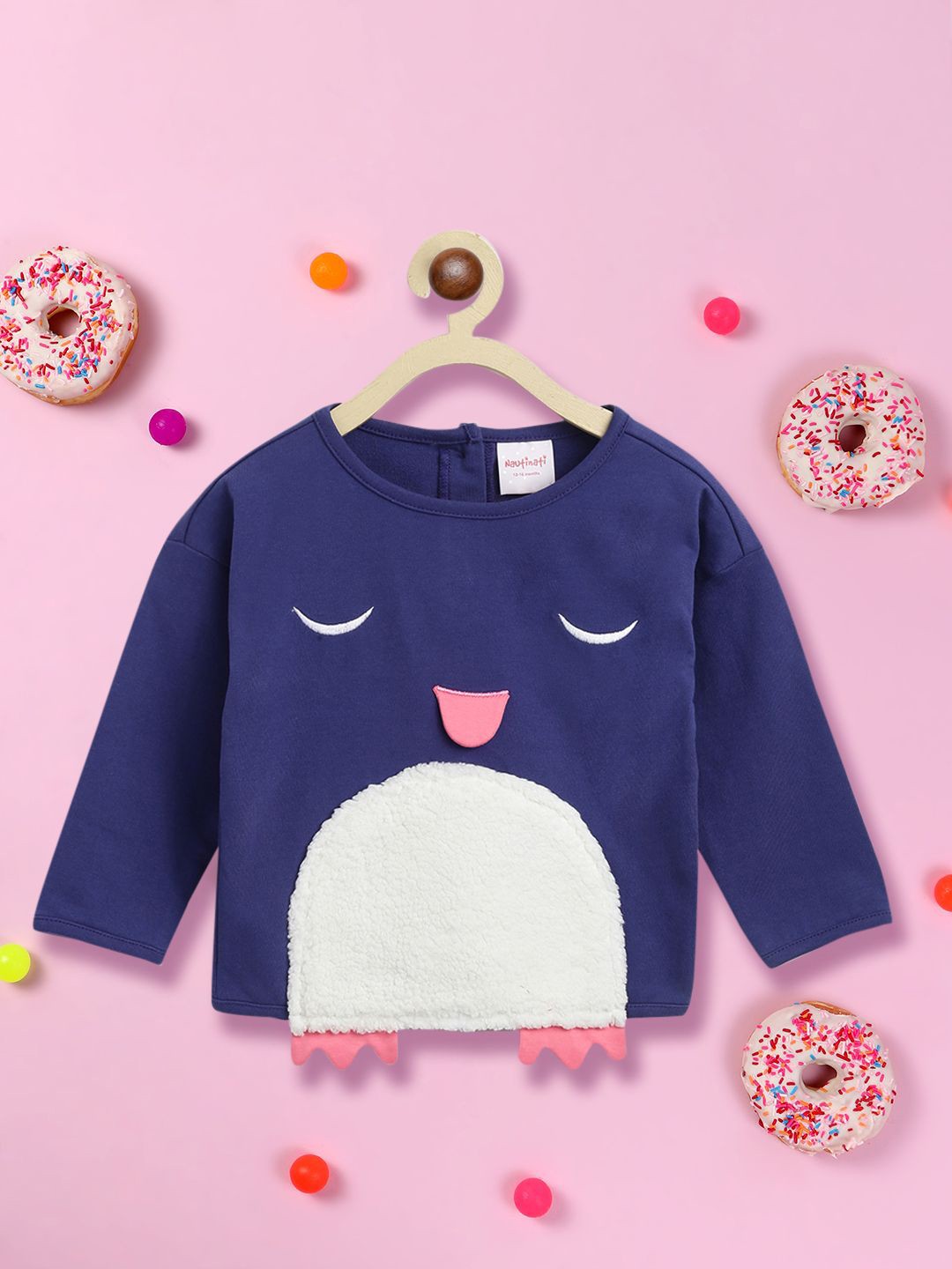 

Nauti Nati Girls Colourblocked Round Neck Sweatshirt, Blue