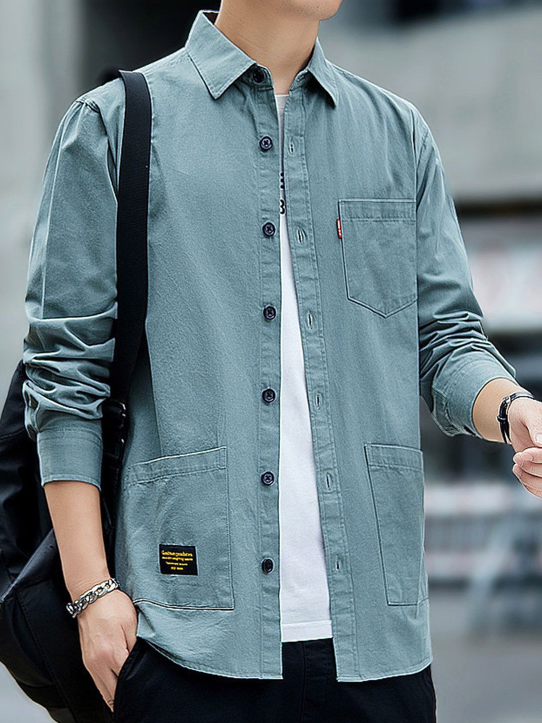 

StyleCast Men Spread Collar Solid Cotton Casual Shirt, Blue